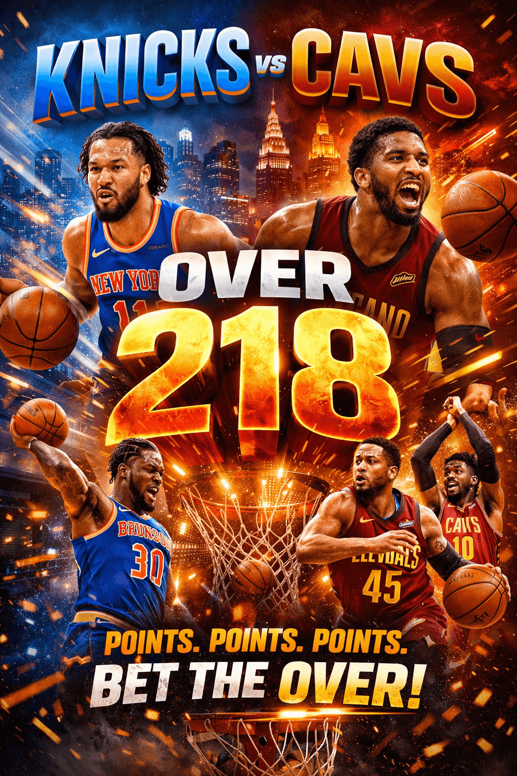 Knicks & Cavaliers Combined Score Exceeds 218 Points on May 25, 2026